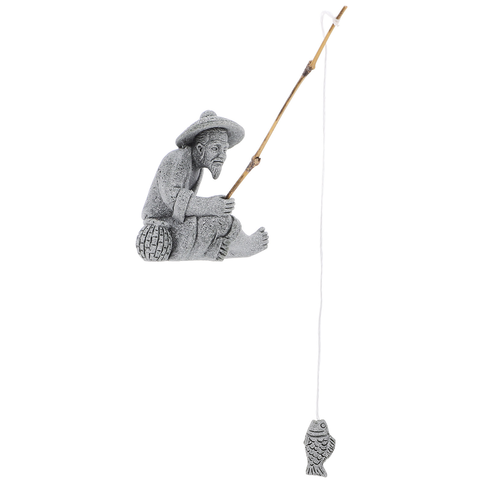 Bonsai Garden Landscape Design - Lifelike Sandstone Fisherman Statue Traditional Chinese