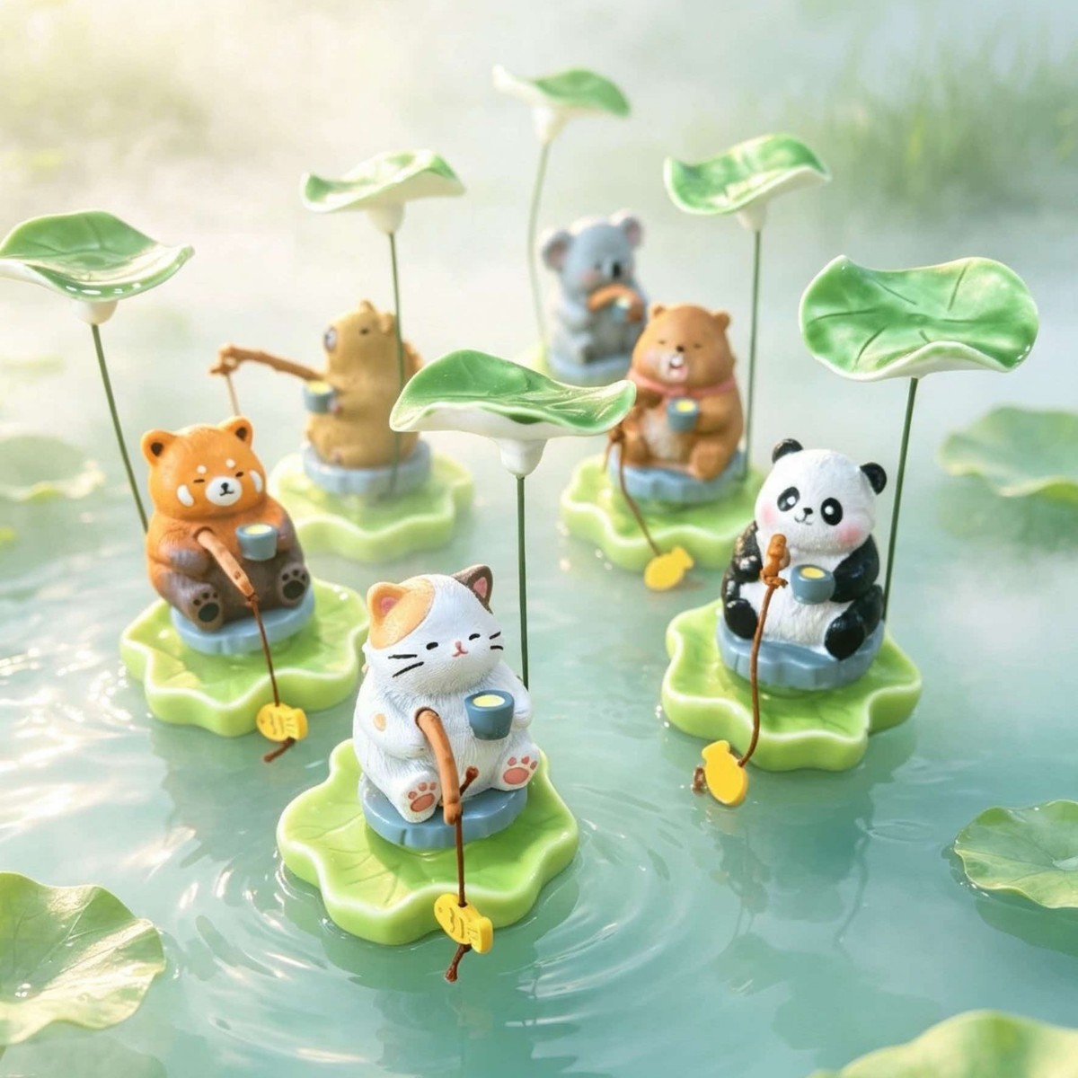 Cute Fishing Animal Figurine R - Bonsai Garden Art recension och pris